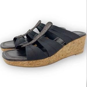 Donald J.Pliner Clare Cork Platform Wedge Sandals Black Size 9